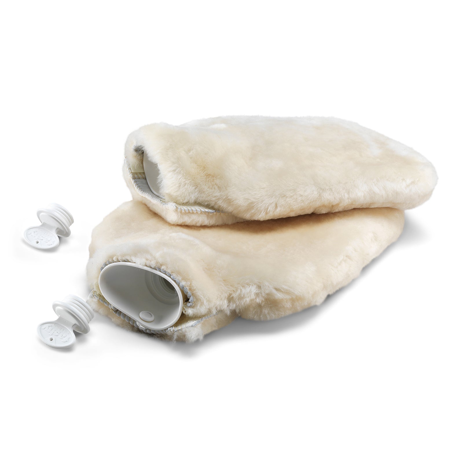 Neuenschwander Bettflasche mit Lammfell beige, offen