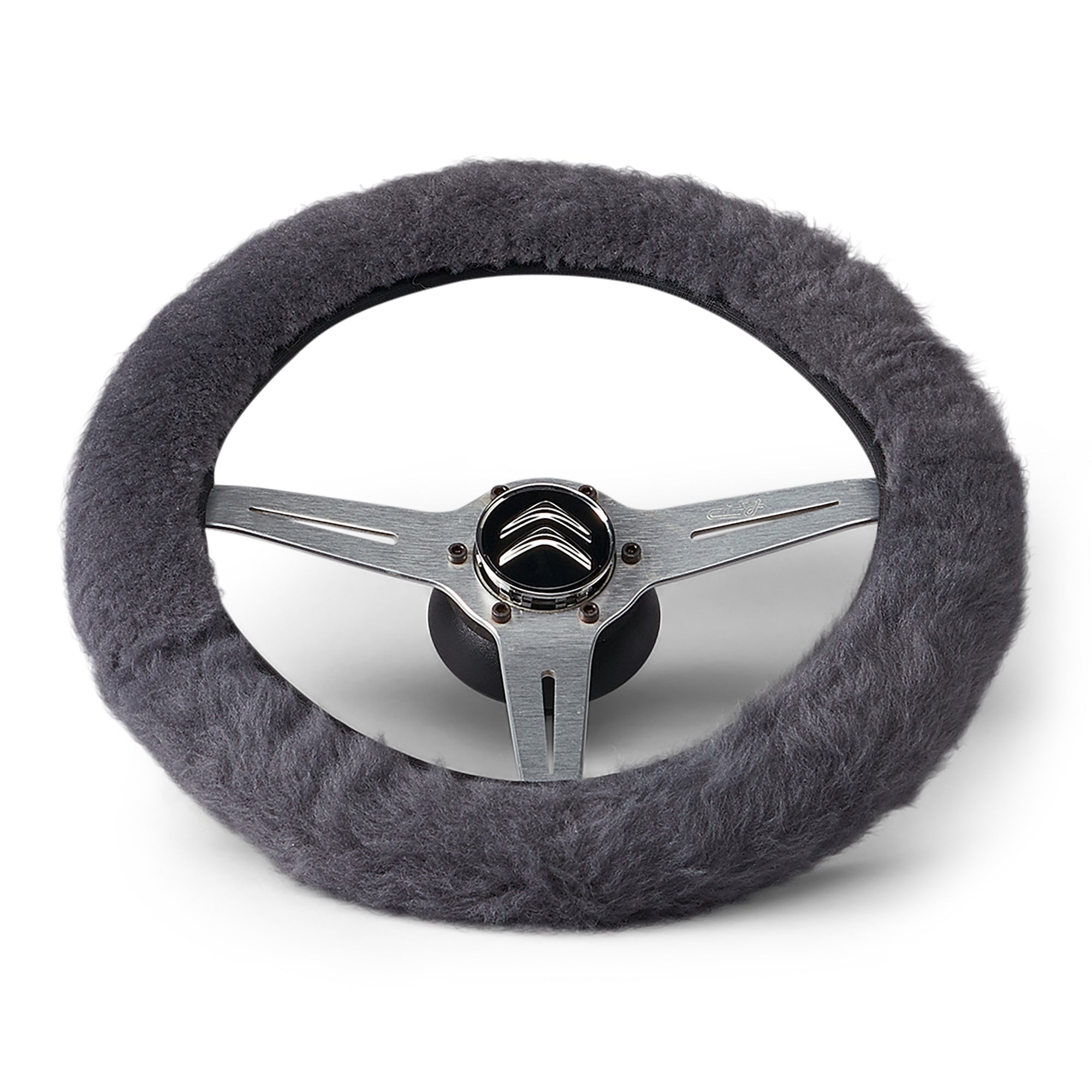 Neuenschwander Lammfell Lenkradhülle anthrazit grau Vorderansicht