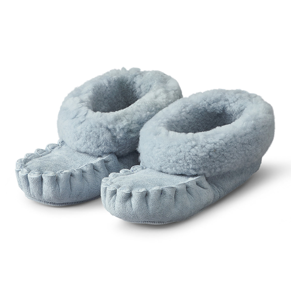Neuenschwander Lammfell Finken Mokassin Hausschuhe grau Vorderansicht