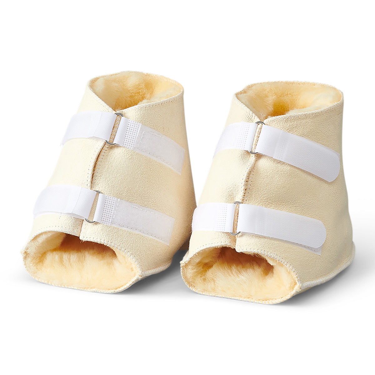 Neuenschwander Lammfell Fersenschoner weiss beige Vorderansicht