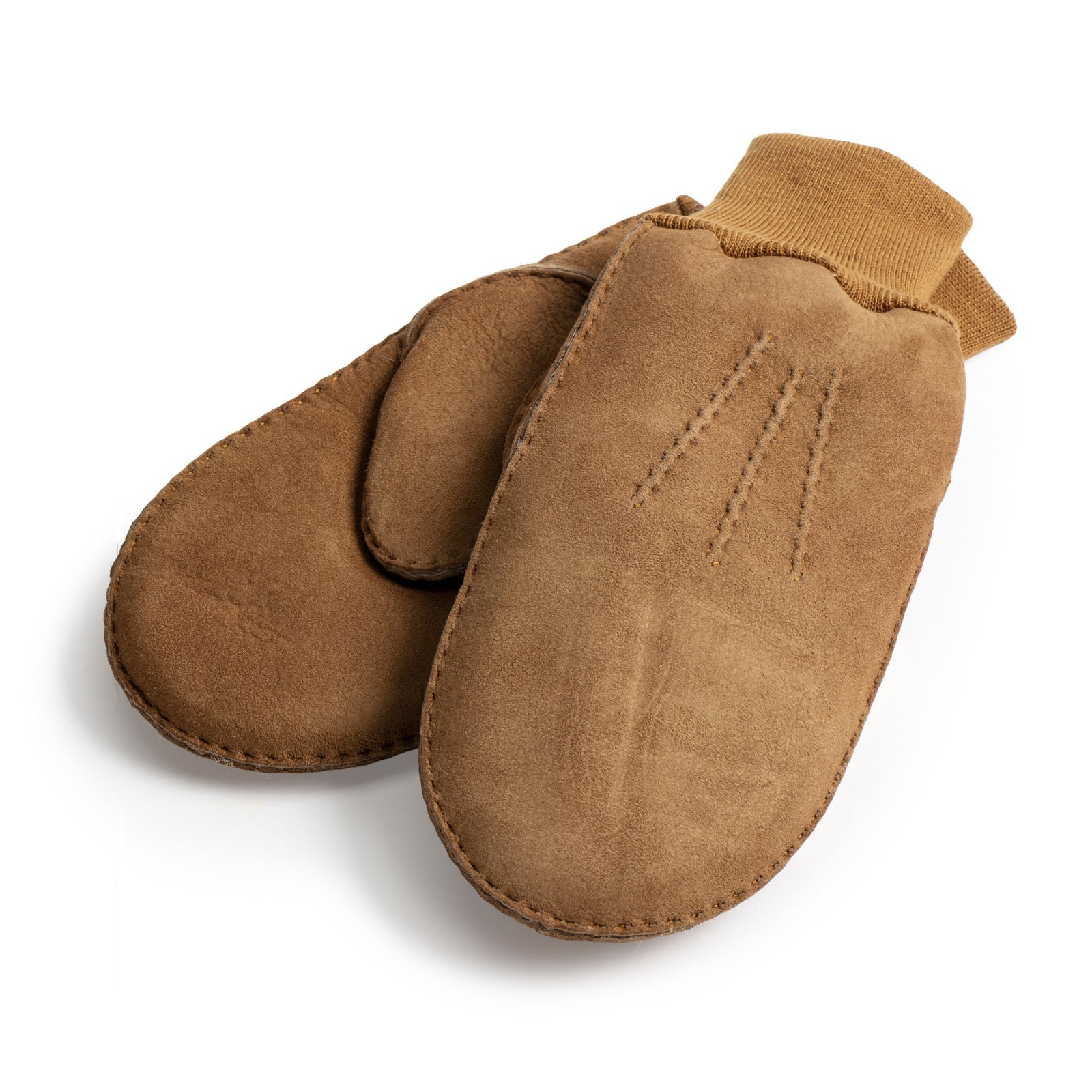 Neuenschwander Lammfell Fausthandschuhe braun cognac sand schwarz Vorderansicht