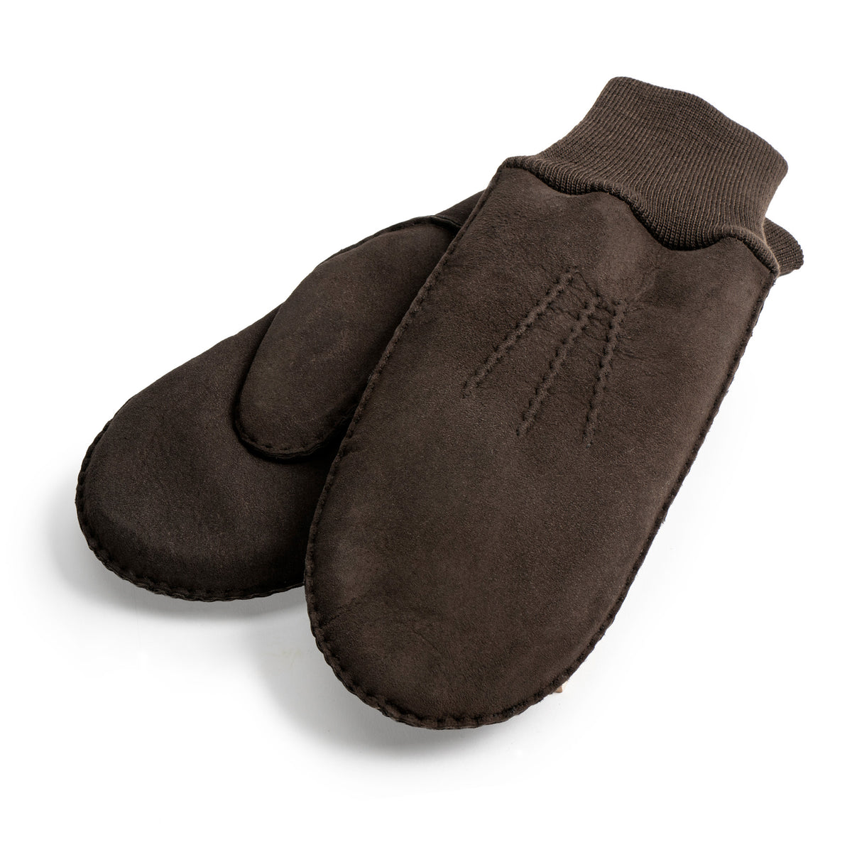 Neuenschwander Lammfell Fausthandschuhe braun Vorderansicht