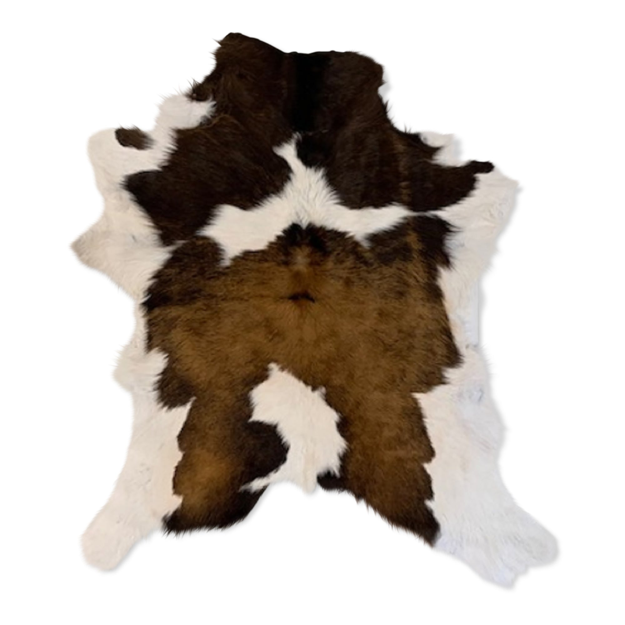 Neuenschwander Kuhfell Kalbfell hellbraun dunkelbraun weiss grob gefleckt Vorderansicht