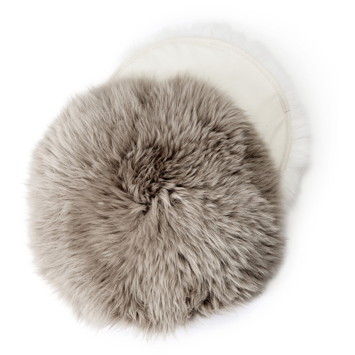 Neuenschwander Lammfell Sitzkissen abgefüttert weiss mushroom rund 38 cm