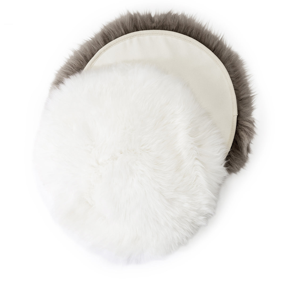 Neuenschwander Lammfell Sitzkissen abgefüttert weiss rund mushroom 38 cm