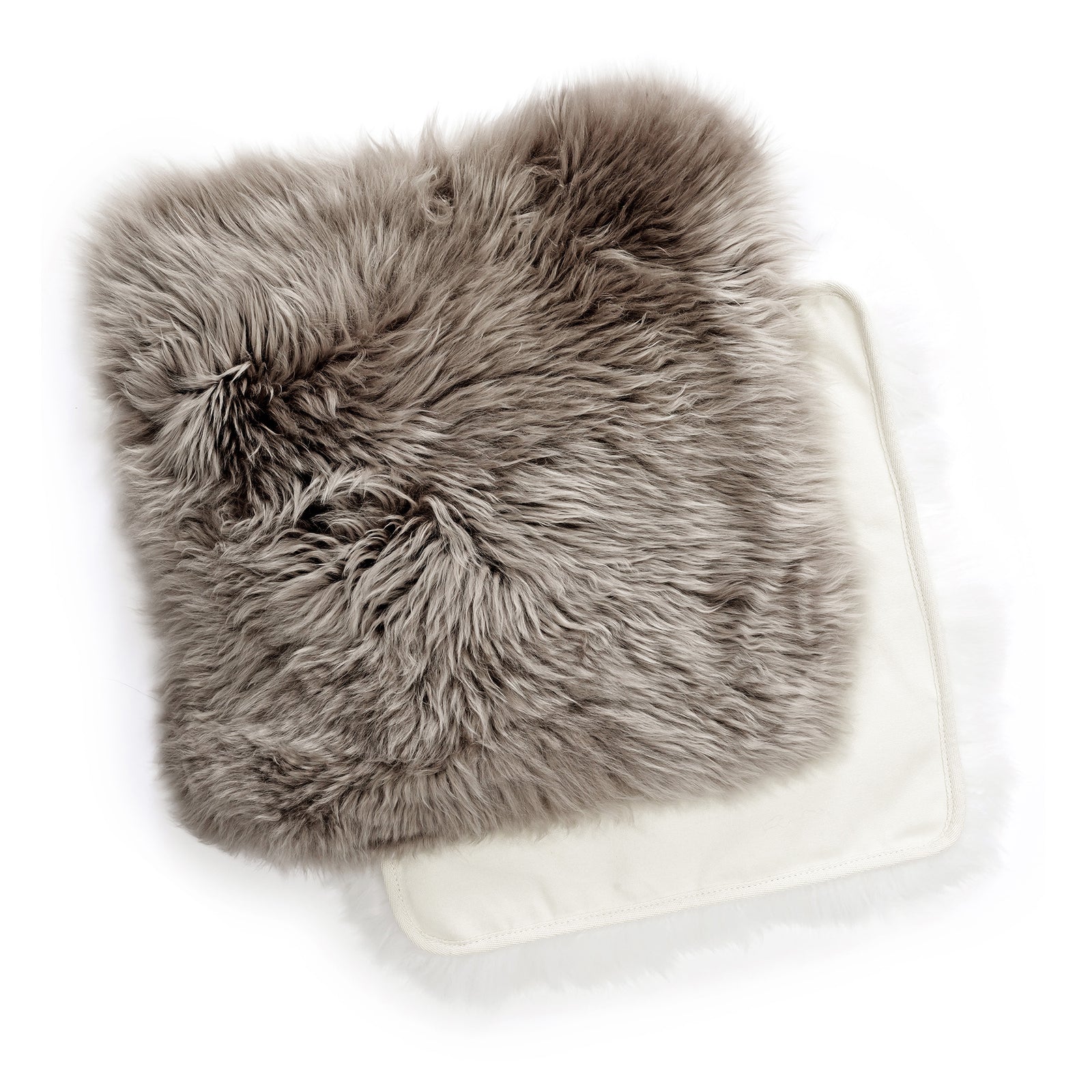 Neuenschwander Lammfell Sitzkissen abgefüttert weiss mushroom viereckig 40 x 40 cm