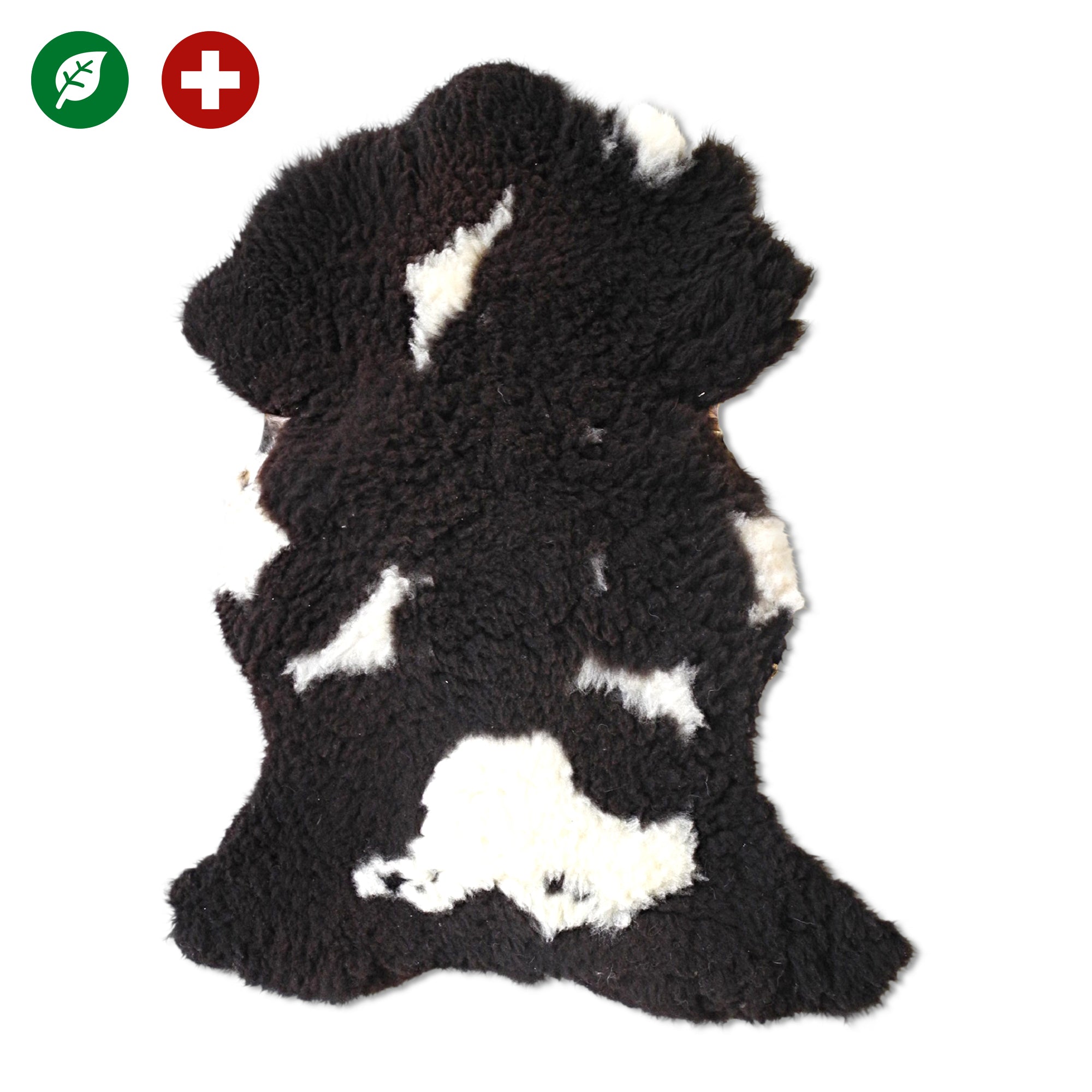 neuenschwander schaffell schweiz unikat naturbraun dunkelbraun weiss gefleckt