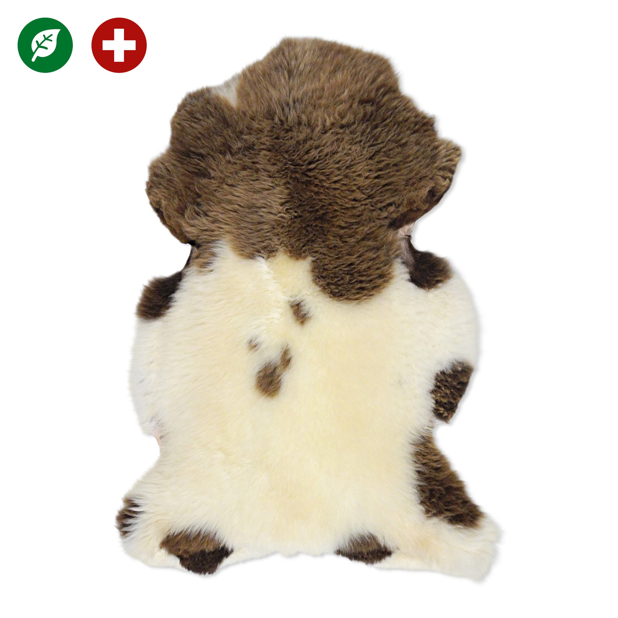 neuenschwander schaffell schweiz unikat naturbraun braun weiss gefleckt