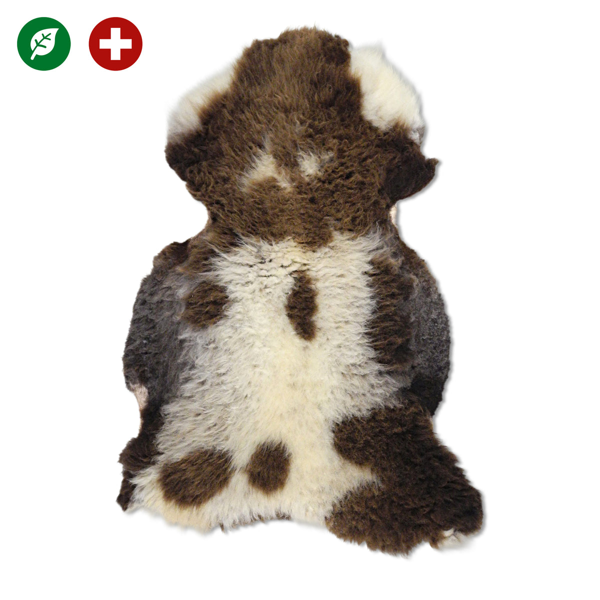 neuenschwander schaffell schweiz unikat naturbraun braun weiss gefleckt