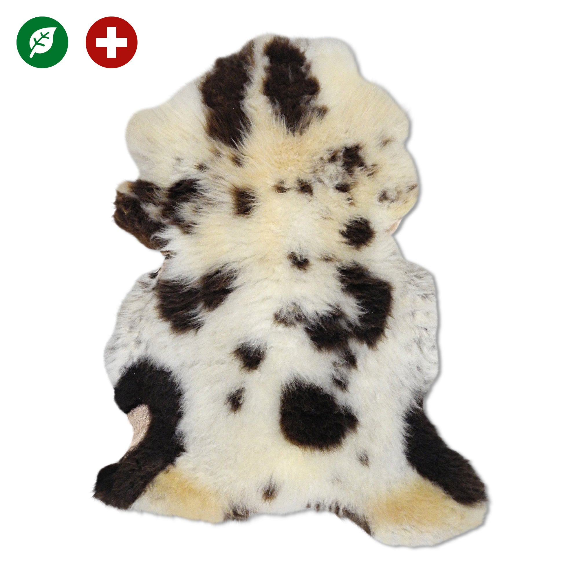 neuenschwander schaffell schweiz unikat naturbraun dunkelbraun weiss gefleckt