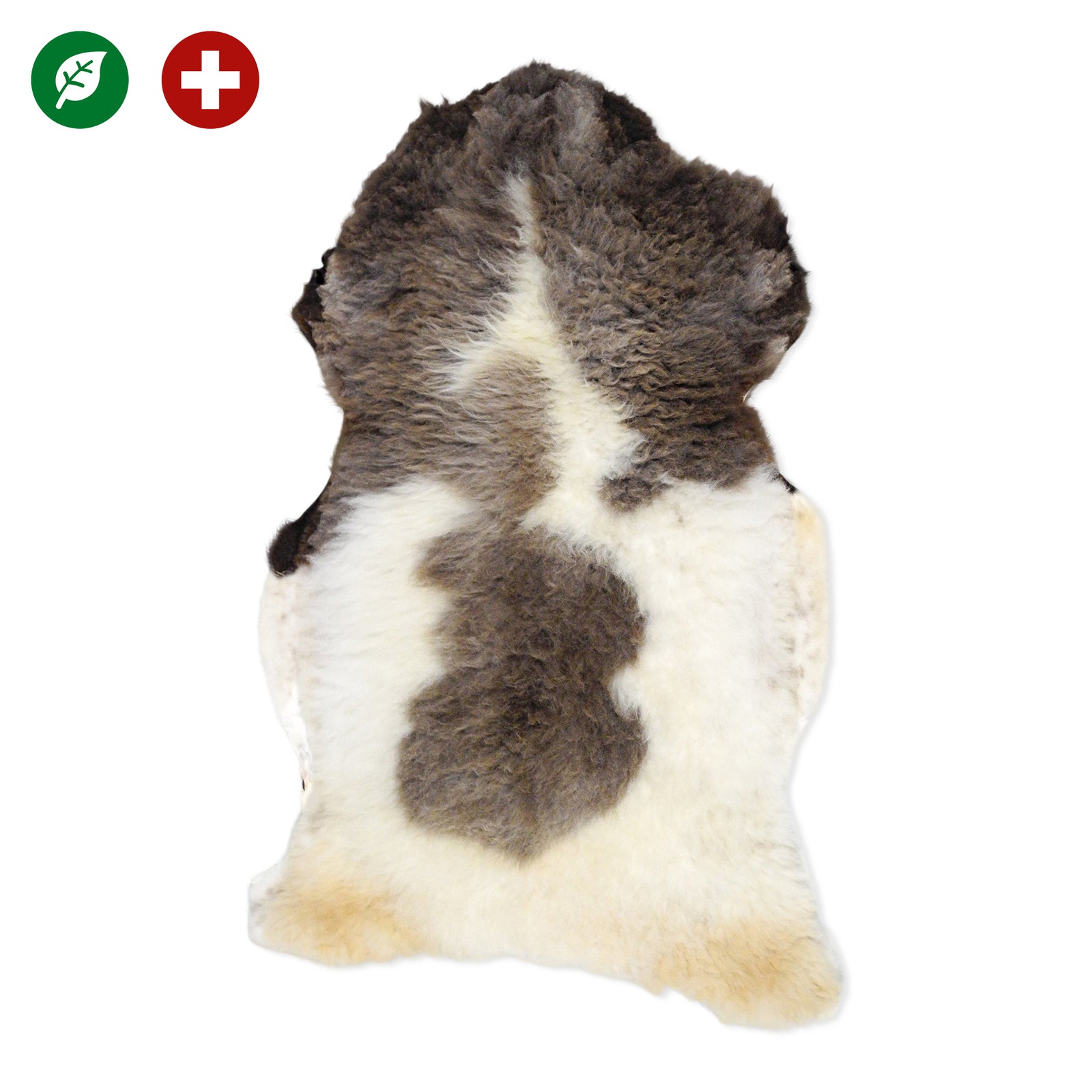 neuenschwander schaffell schweiz unikat naturbraun braun weiss gefleckt