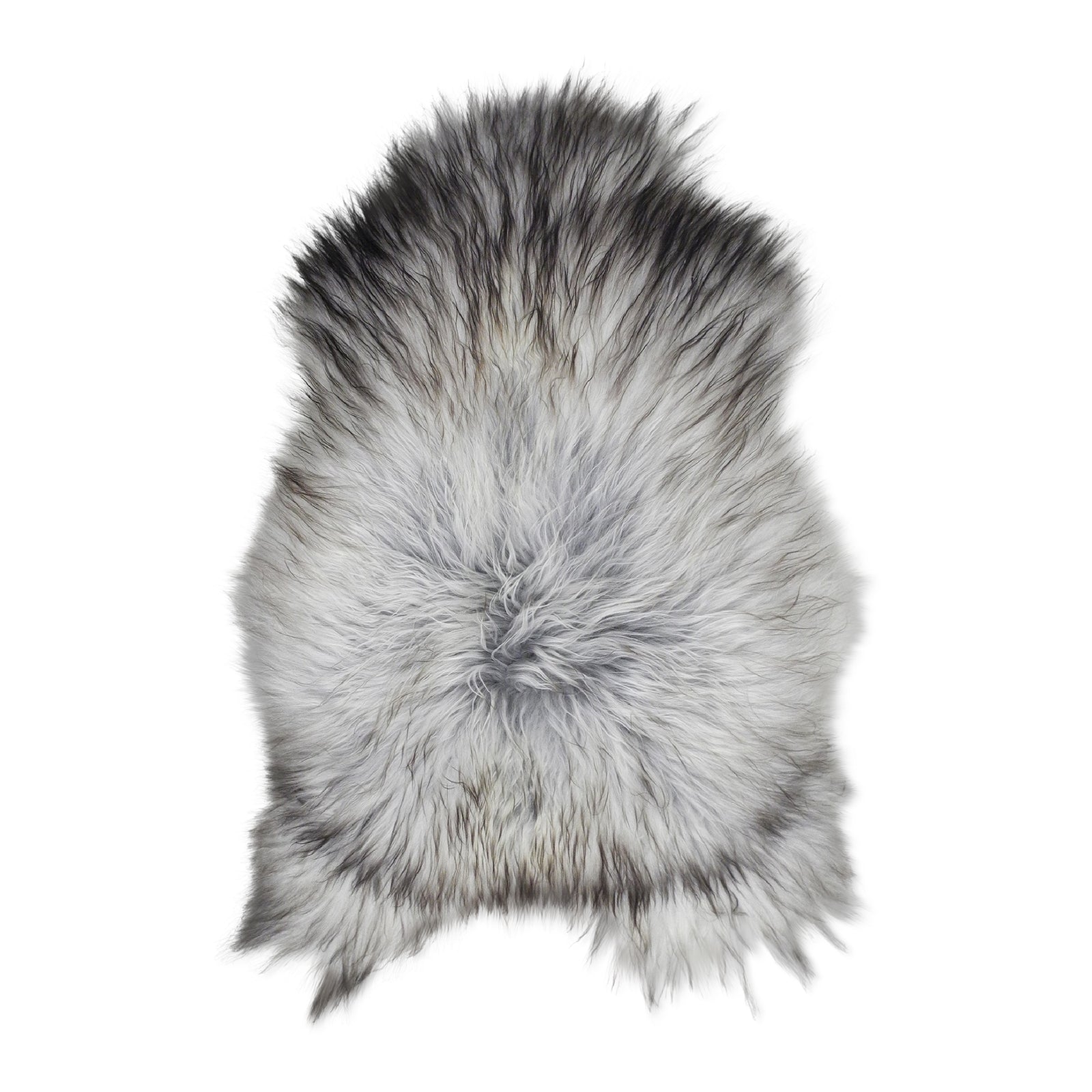 neuenschwander schaffell island langhaar unikat grau mit schwarzen spitzen