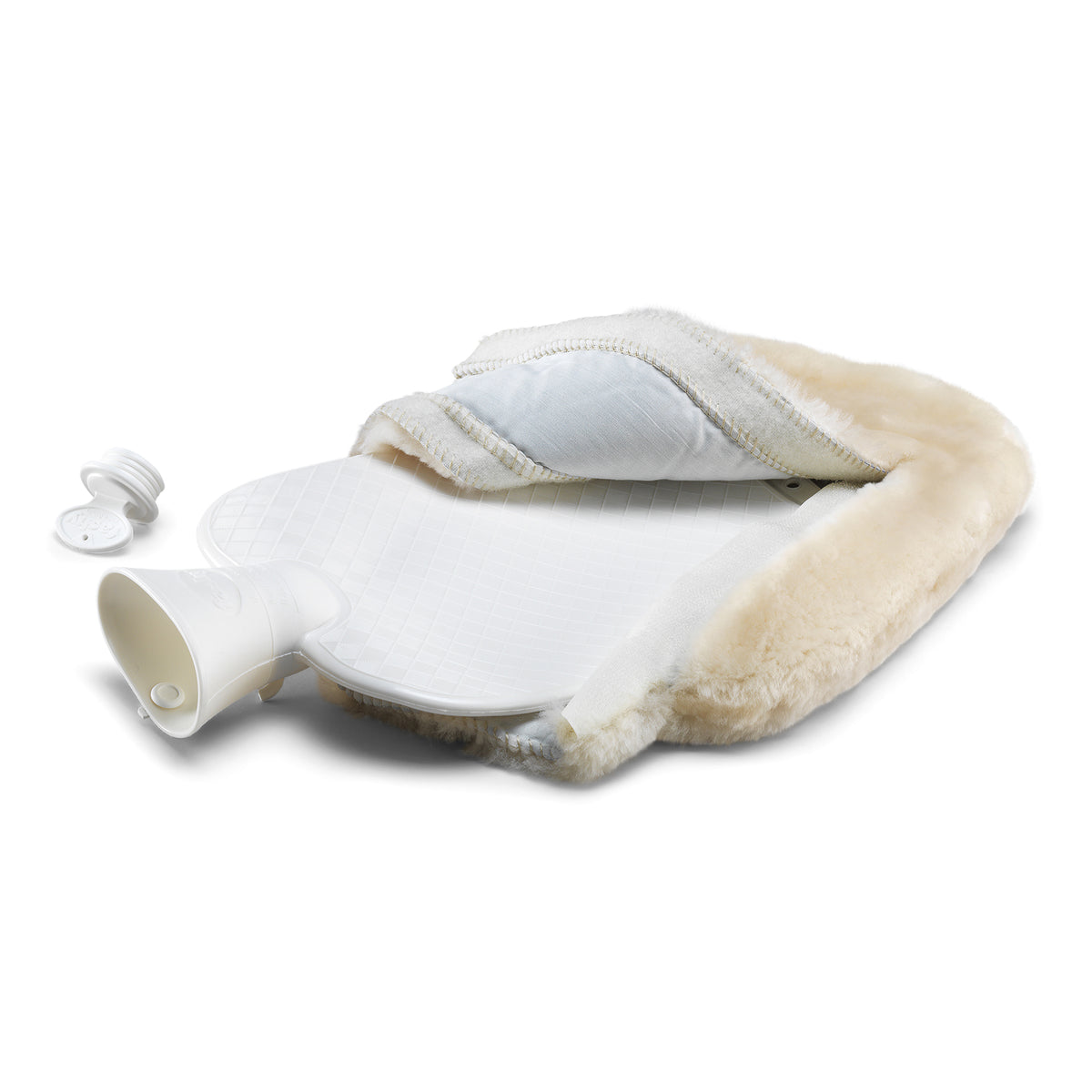 Neuenschwander Bettflasche Lammfell, beige, Überzug geöffnet