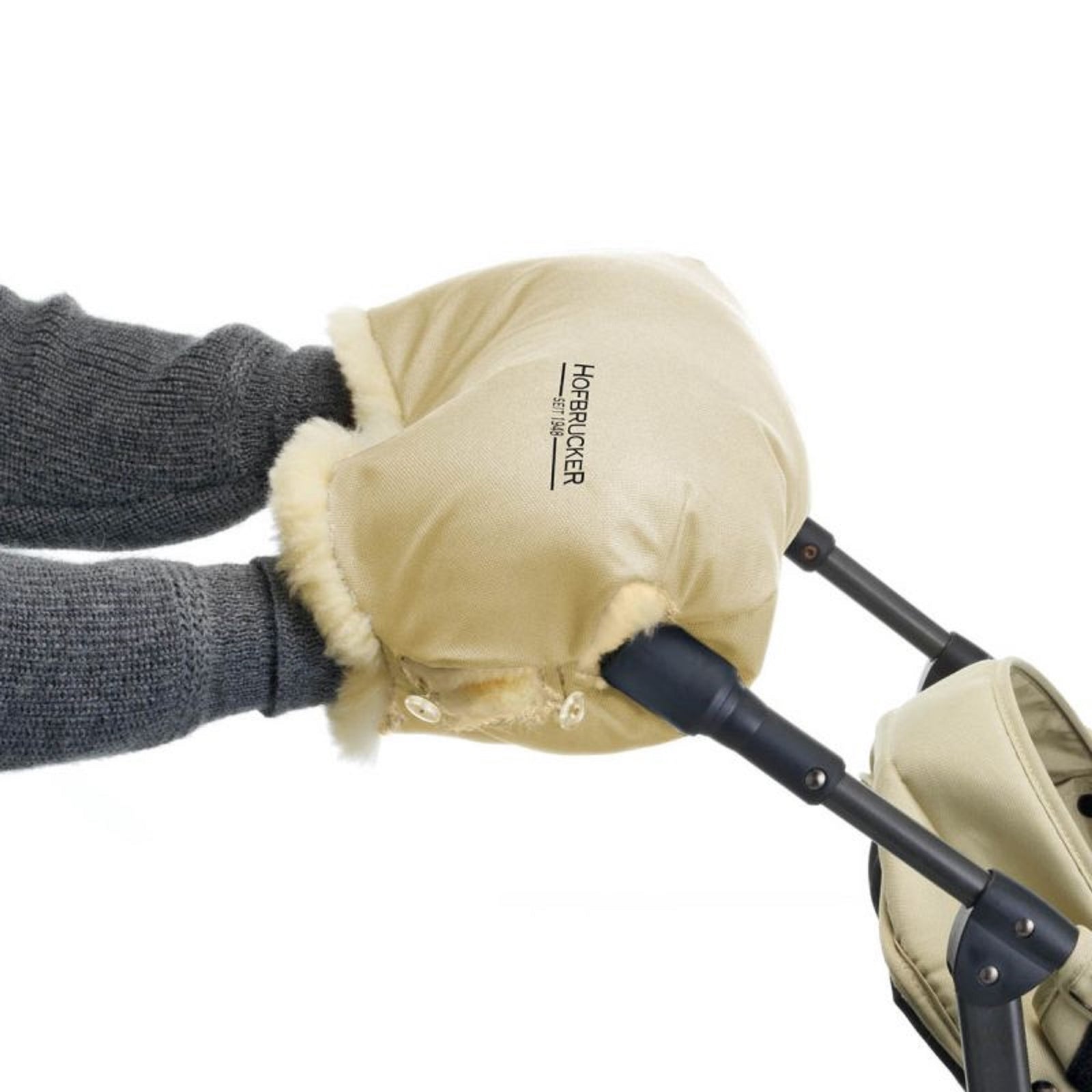 Neuenschwander Lammfell Handwärmer für den Kinderwagen beige